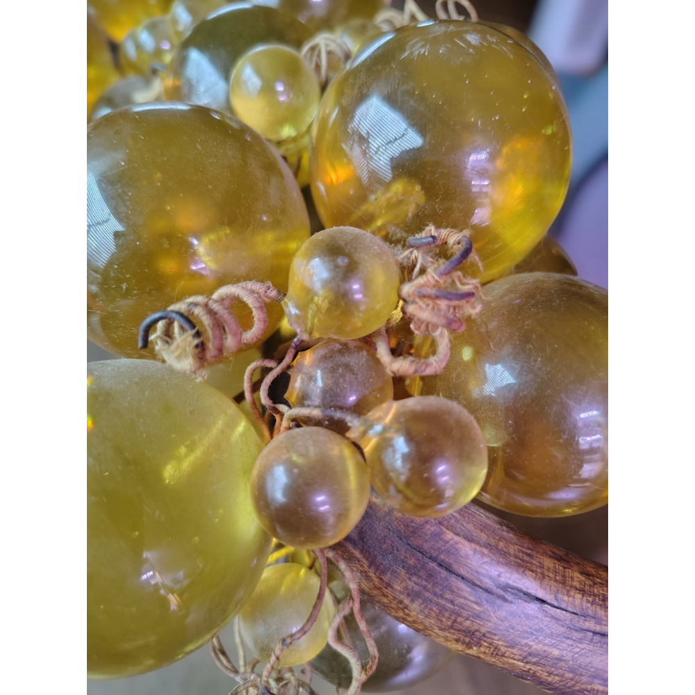 Vintage MidCentury Modern Amber MCM Lucite Grapes LARGE & SMALL! 11.5” Driftwood - Picture 7 of 11